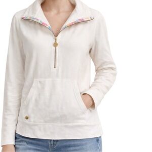 Lilly Pulitzer White Quarter-Zip Sweatshirt • Size Medium • LIKE NEW